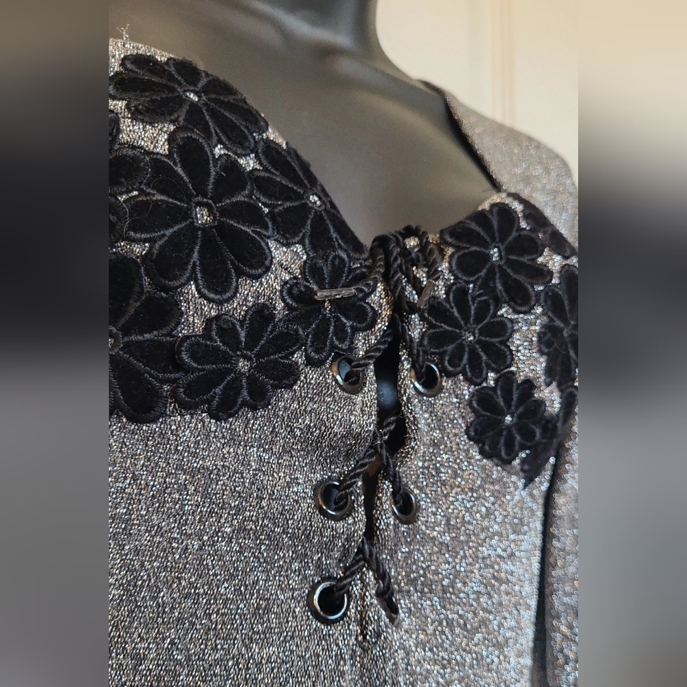 Sparkle Dress With Black Velvet Embellisments - Picture 3 of 6